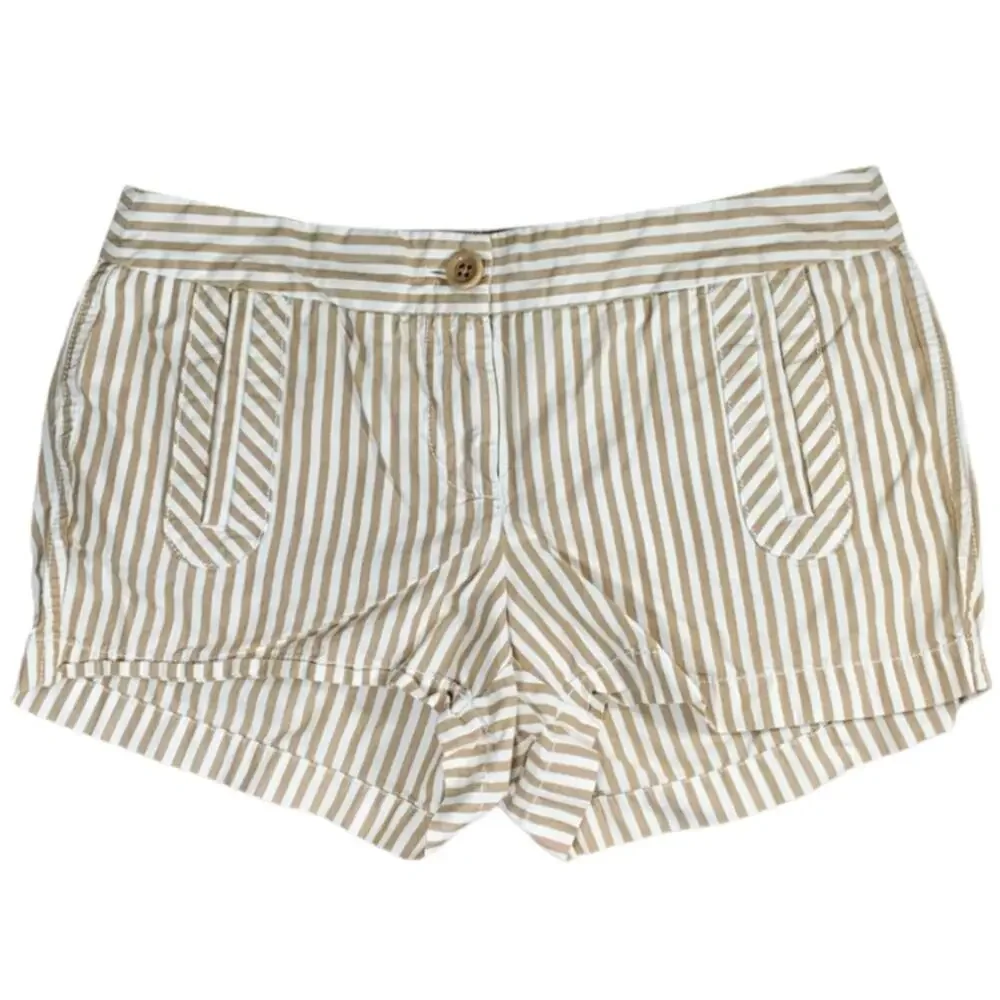 J Crew 2 brown white stripe cotton shorts